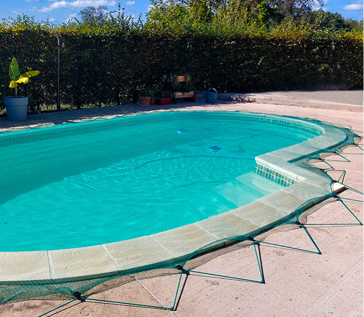 Filet de nettoyage de piscine, filet à feuilles d'eau peu profonde avec  poteau, filet peu profond à 5 sections en aluminium-Ensoleillé